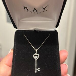 Kay Jewelers 925 Flickering Diamond Heart Key Necklace